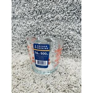 Anchor Hocking 2 Cup Glass Measuring Cup Red Letters 16 oz 1 Pint Gadgets New